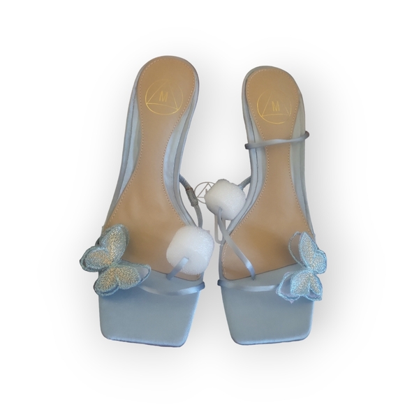 MISS GUIDED Blue Butterfly Sandal Heels - Size 5 / 35 - Picture 3 of 5